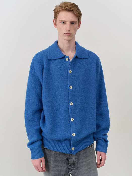 UNISEX OPEN COLLAR KNIT CARDIGAN BLUE_M_UDSW4C104B2