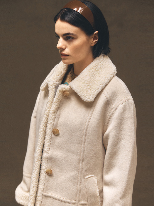 Wool Shearling Half coat