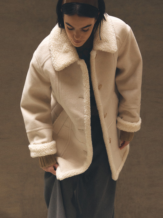 Wool Shearling Half coat