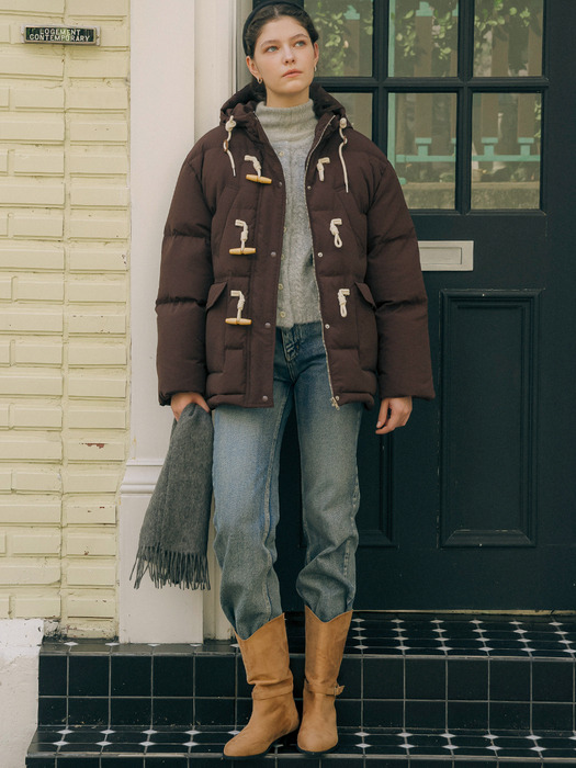 Hooded duffle duck-down jumper_Brown