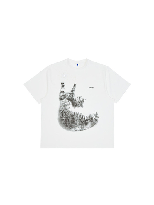 Blue cat t-shirt 01 Off White