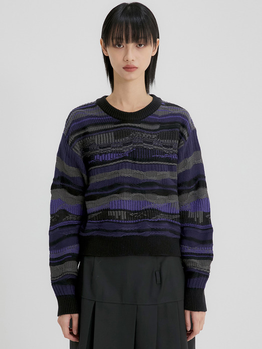 4Mix Knit Sweater (FL-147_Purple)