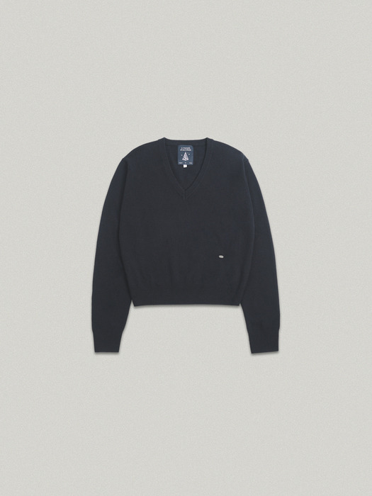 STEADY V NECK KNIT [NAVY]