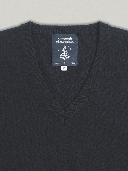 STEADY V NECK KNIT [NAVY]