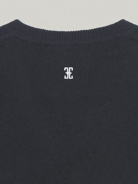 STEADY V NECK KNIT [NAVY]