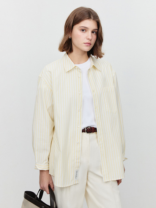 UNISEX OVERSIZED STRIPED SHIRT LEMON STRIPE_UDSH5A104Y1