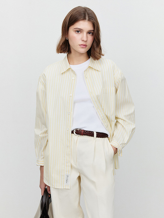 UNISEX OVERSIZED STRIPED SHIRT LEMON STRIPE_UDSH5A104Y1