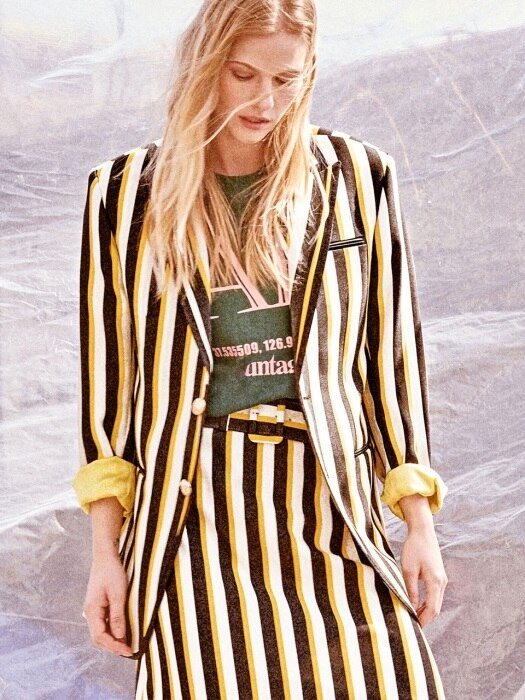 tailored stripe blazer[yellow(UNISEX)]