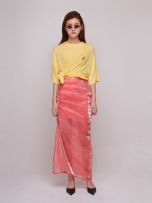 Wrinkle Shirring Skirt [PINK]