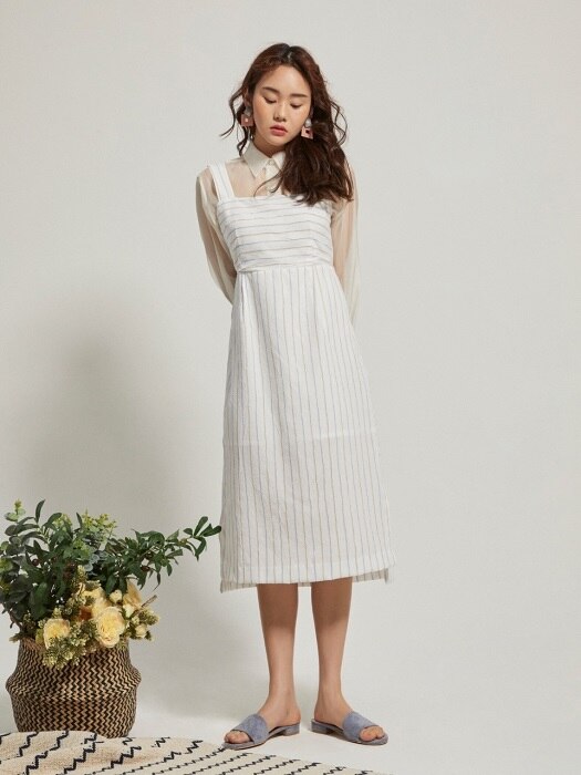 crease stripe sleeveless dress
