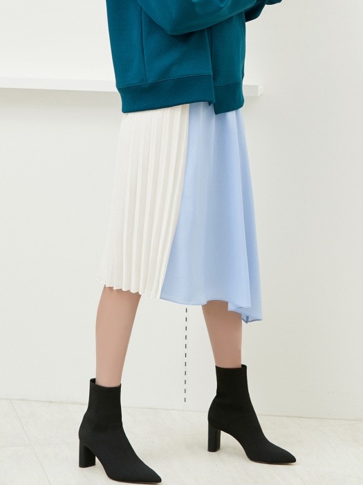 pleats flare skirt Blue