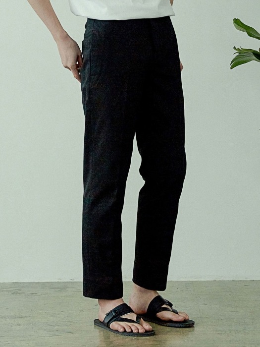 Straight cotton pants(BLACK)