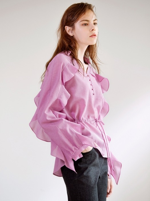 RUFFLED SLEEVE BLOUSE LILAC PINK
