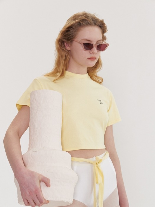 BACK X CROP T-SHIRT (YELLOW)