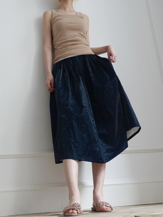 Glitter Pleats Skirt #DarkNavy