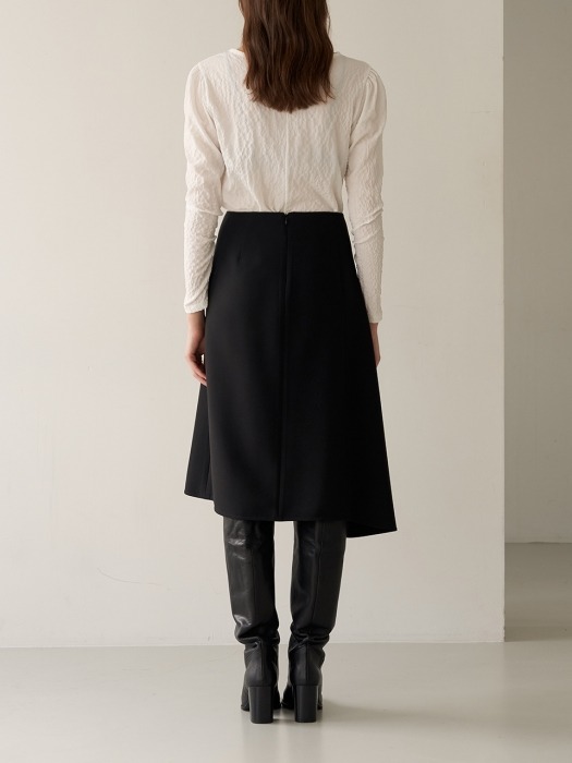 STELLA Unbalanced Hem Line Skirt _Black