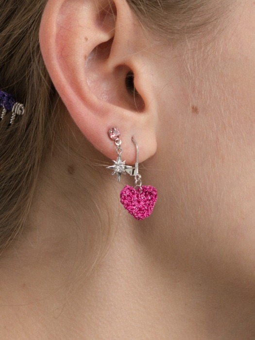 Pink point 3set mini earring