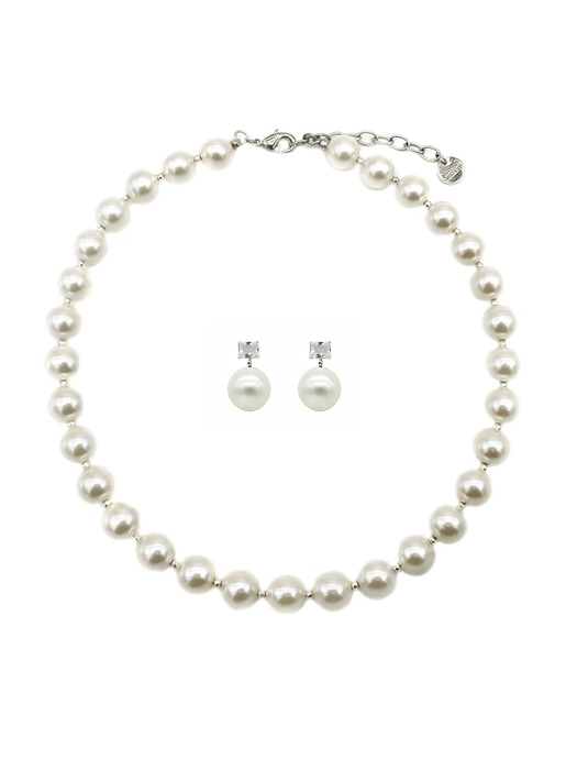 [2 SET] Pearl Earring & Necklace