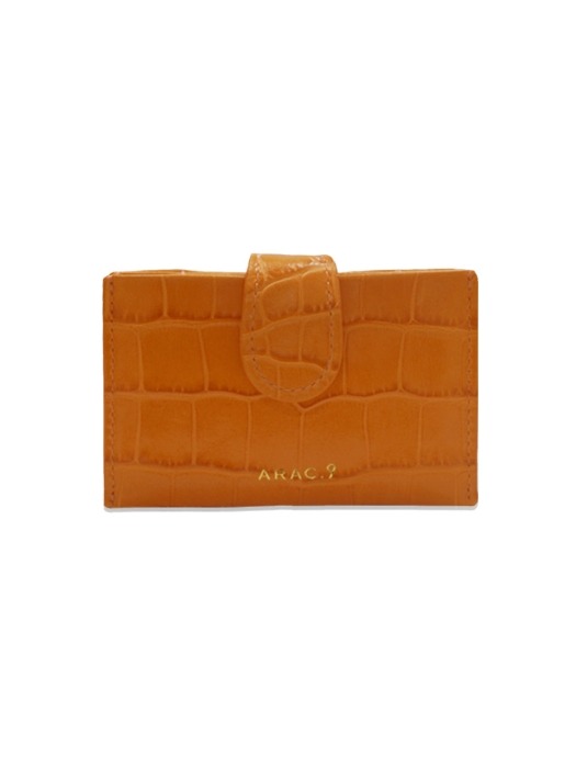 3rd tier accordion card wallet - crocodile orange