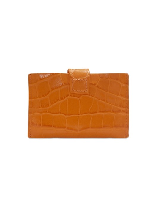 3rd tier accordion card wallet - crocodile orange