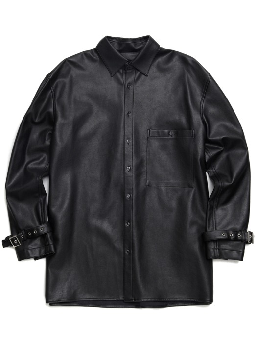 [ 19FW SH02 ] FAKE LEATHER TRENCH SHIRTS