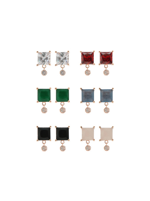 Square Quartz ``drop`` Earrings