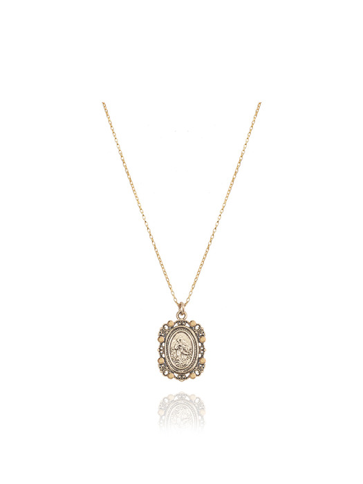 Byzantine Coin Pendant Long Necklace