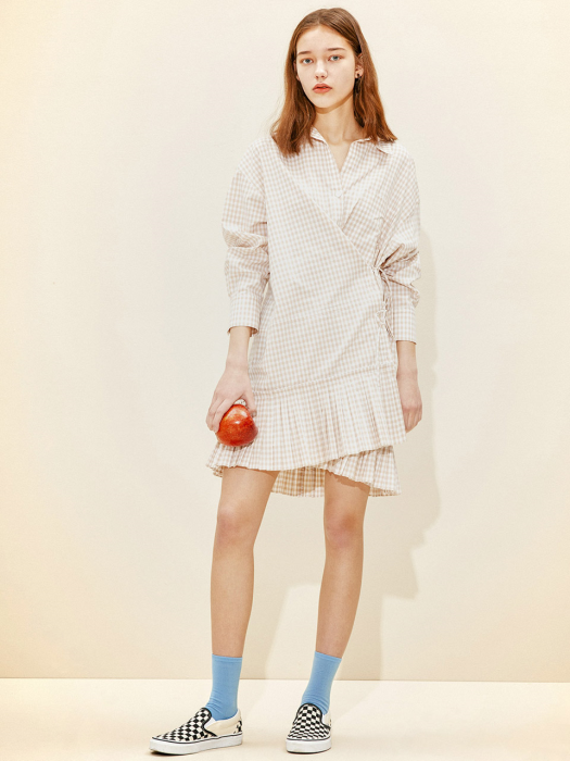 Pleats Shirt Dress [Beige Gingham Check] JSDR0B902I2