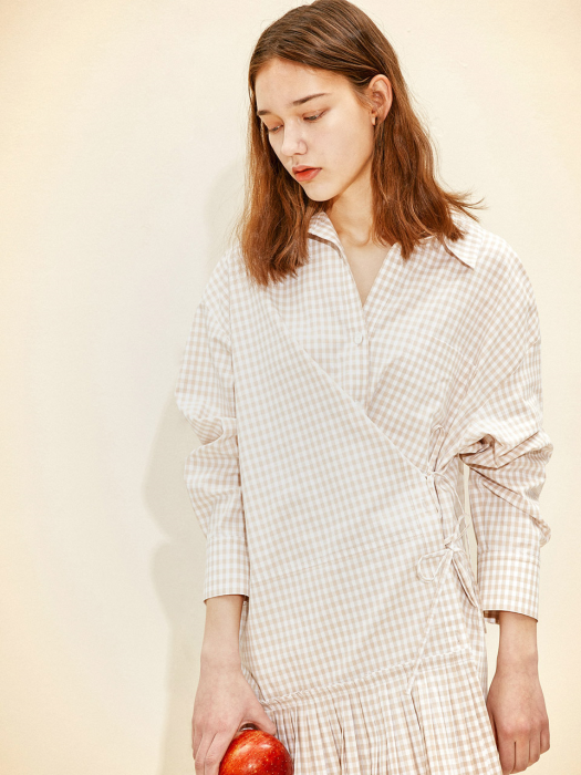 Pleats Shirt Dress [Beige Gingham Check] JSDR0B902I2