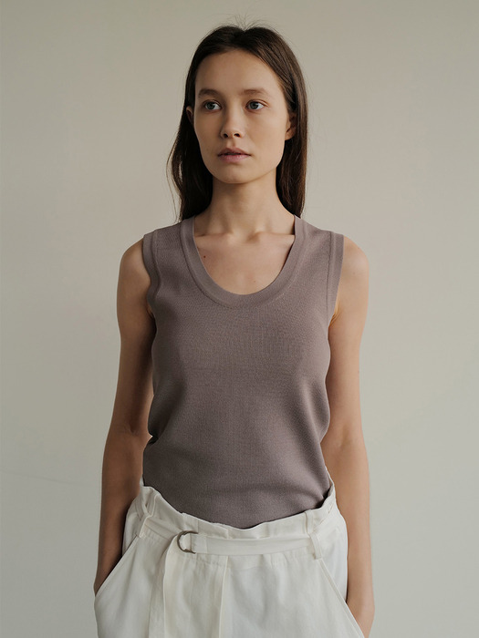 Sleeveless knit top(sepia)