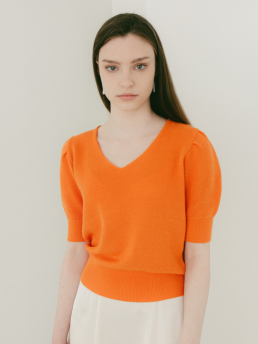 Puff Sleeve Knit [Orange]