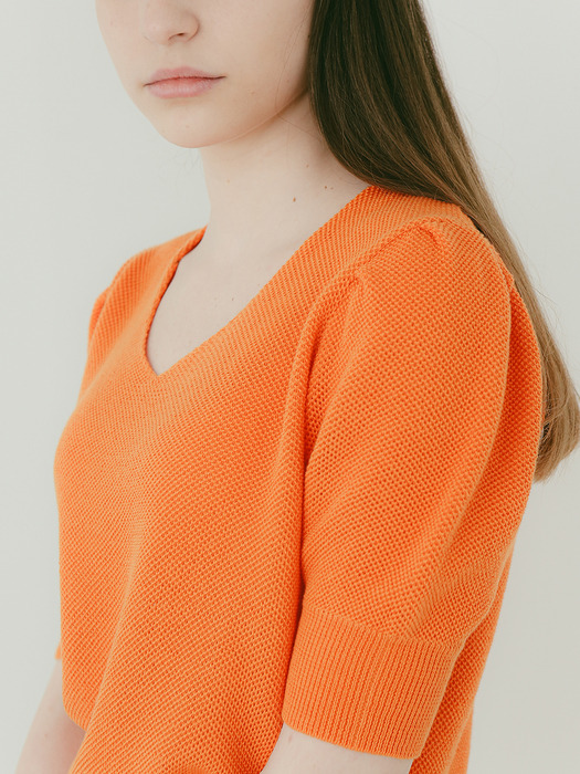 Puff Sleeve Knit [Orange]