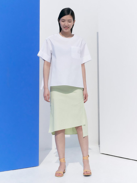 Unbalanced Hem-Line Skirt - Green (KE0527M07K)
