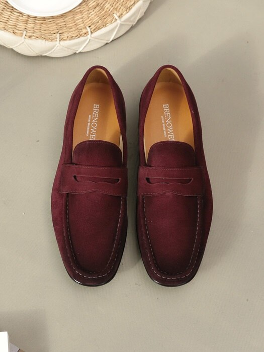 Vintage Suede Wine Penny Loafer Driving#0110