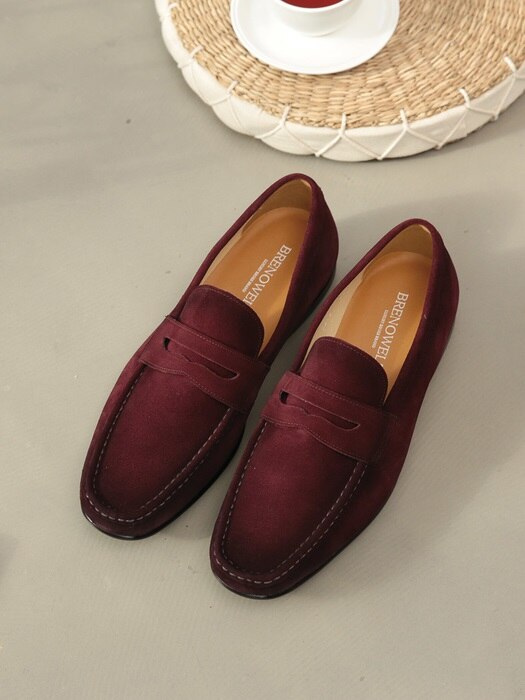 Vintage Suede Wine Penny Loafer Driving#0110