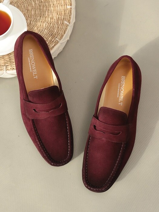 Vintage Suede Wine Penny Loafer Driving#0110