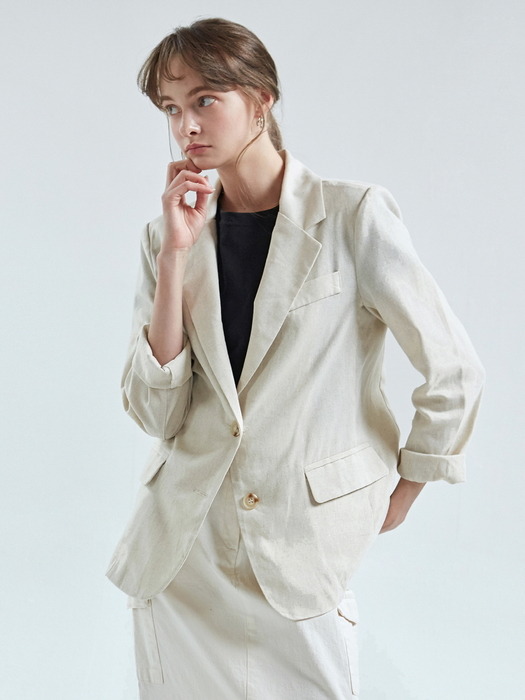 CARINA SINGLE LINEN JACKET_OATMEAL