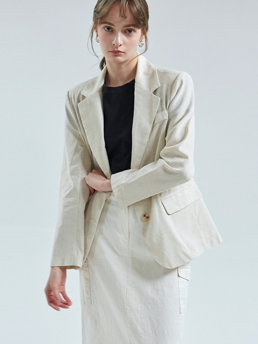 CARINA SINGLE LINEN JACKET_OATMEAL