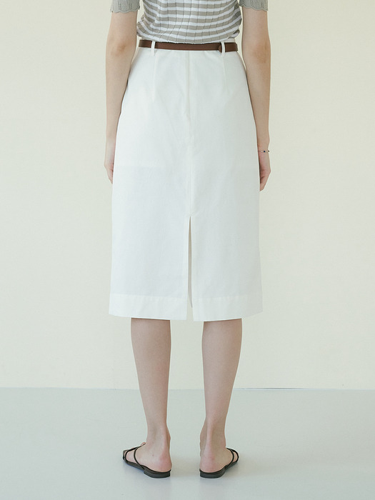 comos371 slit stitch skirt (ivory)