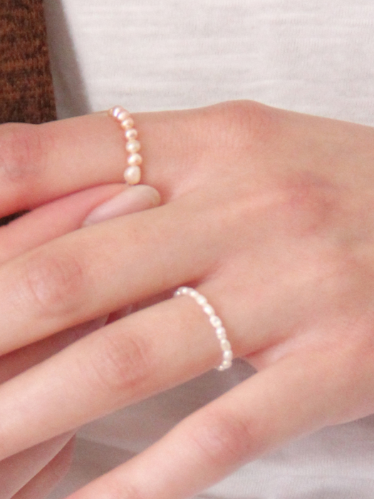 LU15 [SET]White pearls ring & Milch ring