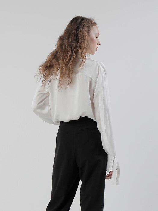 20FW PLEATS SLEEVE BLOUSE/WHITE