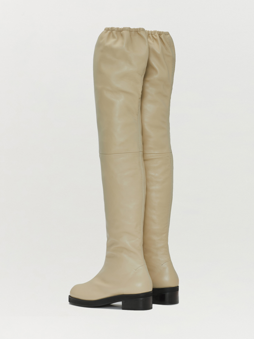 QUIA Thigh-high Leather Boots - Beige