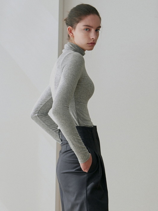 SOFT TURTLENECK SLIM TOP_GRAY