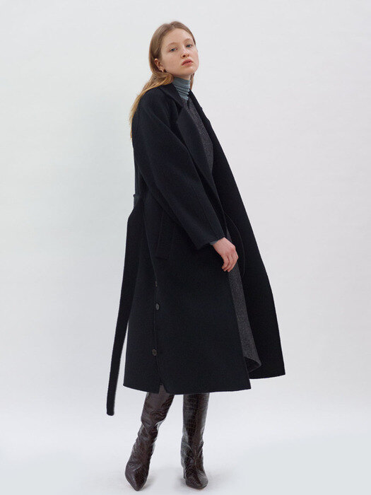 Side Button Point Hand-made Coat_Black