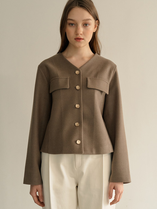 monts 1235 button wool blouse (cocoa)