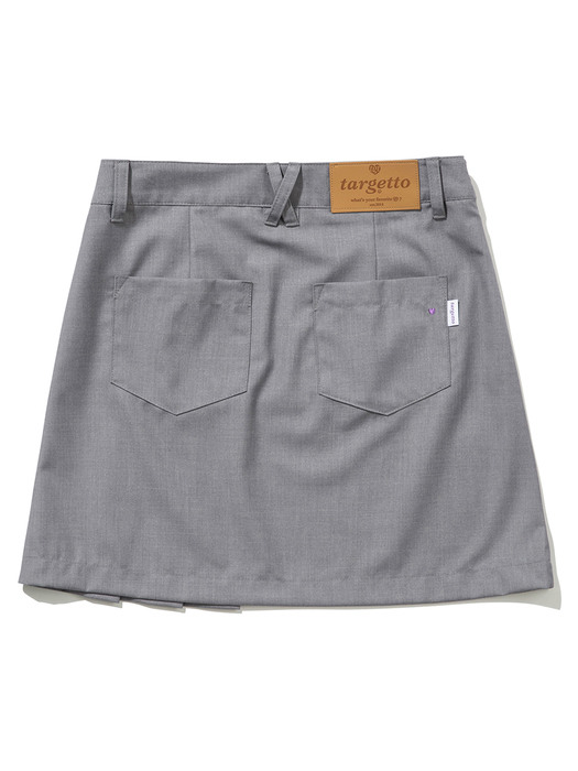 HEART RING PLEATS MINI SKIRT_GREY