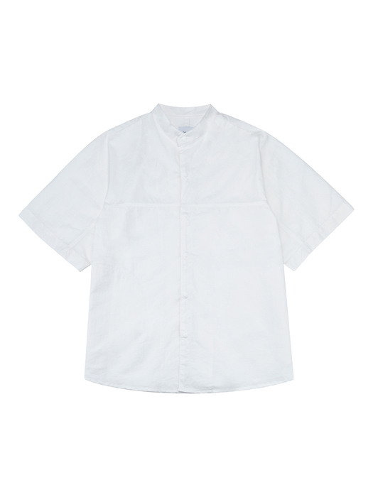 CL101_Nylon Band Collar H/S Shirt_White