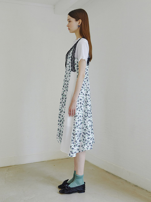 Layer Pattern Sleeveless Dress, Ivory