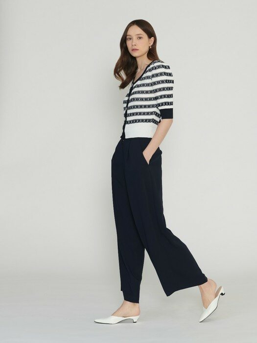 Rose stripe cardigan-Navy