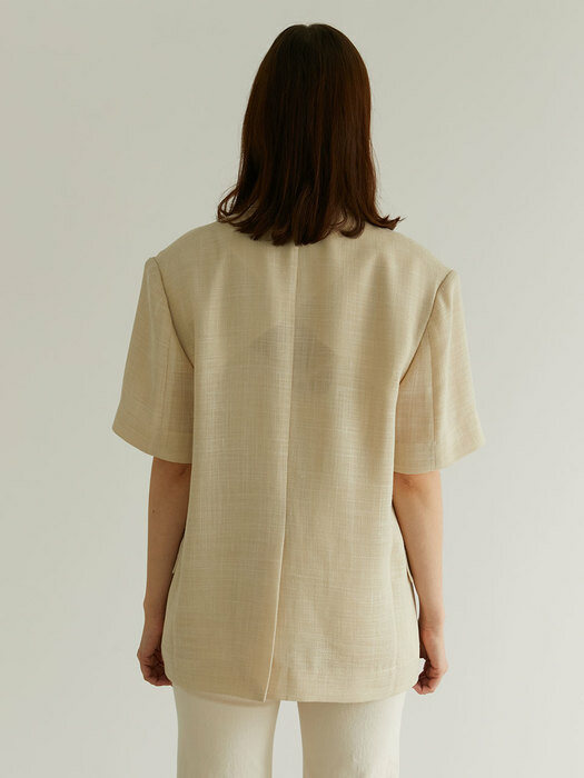 Denish Short-sleeved Linen Jacket_Ivory